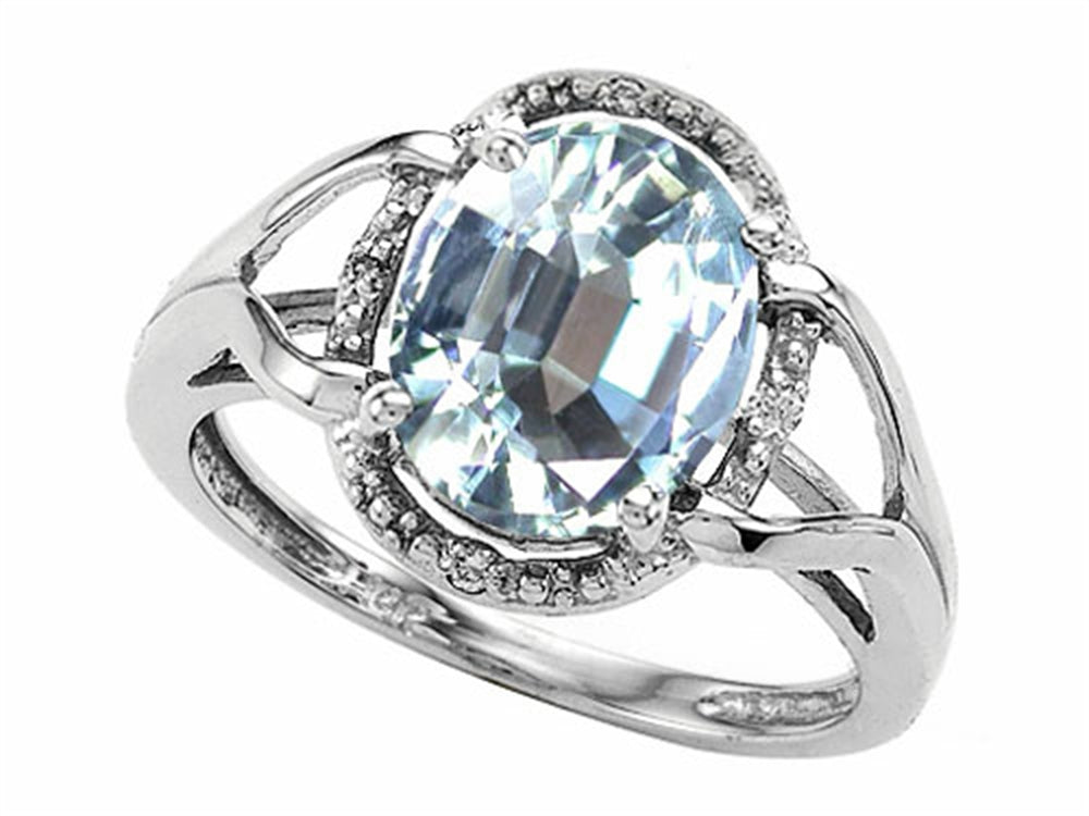 Tommaso Design Oval Genuine Aquamarine Ring