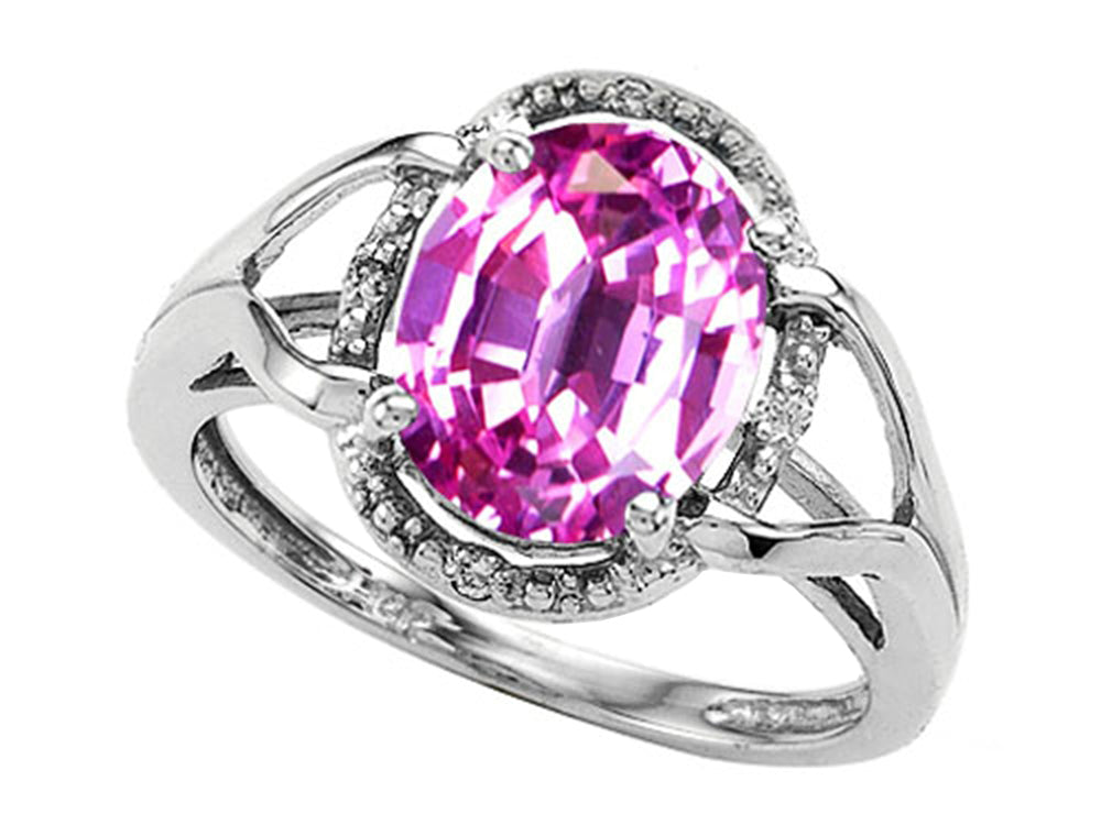 Tommaso Design Oval 10x8mm Created Pink Sapphire Ring
