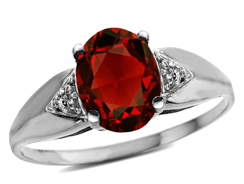 Tommaso Design Oval 9x7 mm Genuine Garnet Ring