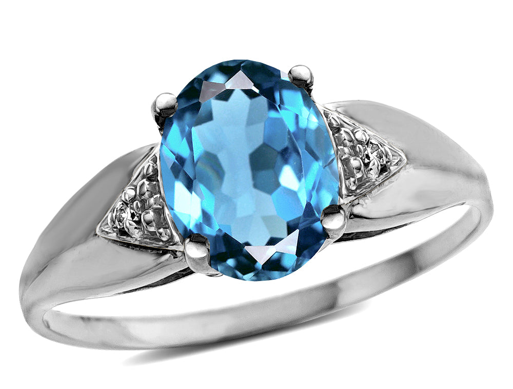Tommaso Design Genuine Blue Topaz Ring