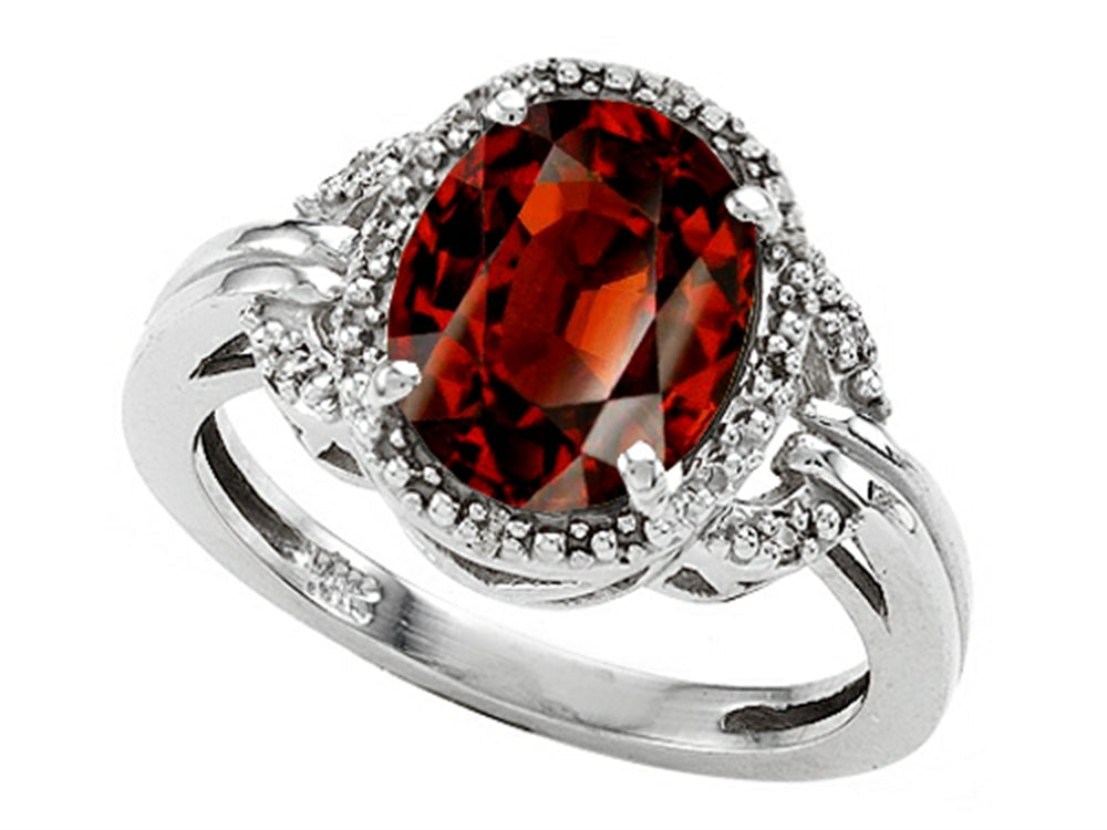 Tommaso Design Oval Genuine Garnet Ring