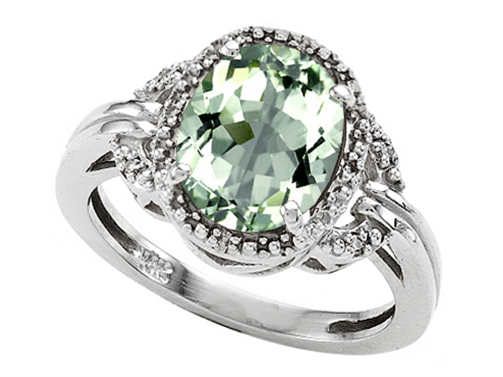 Tommaso Design Oval 10x8mm Green Amethyst Ring