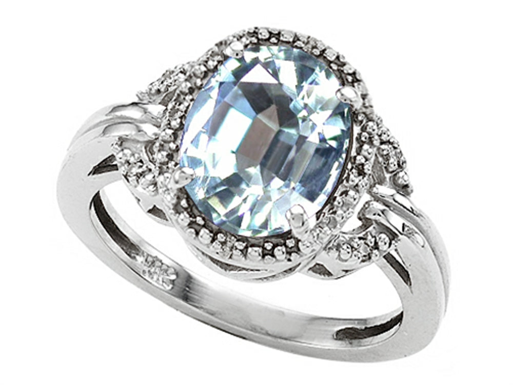 Tommaso Design Oval Genuine Aquamarine Ring