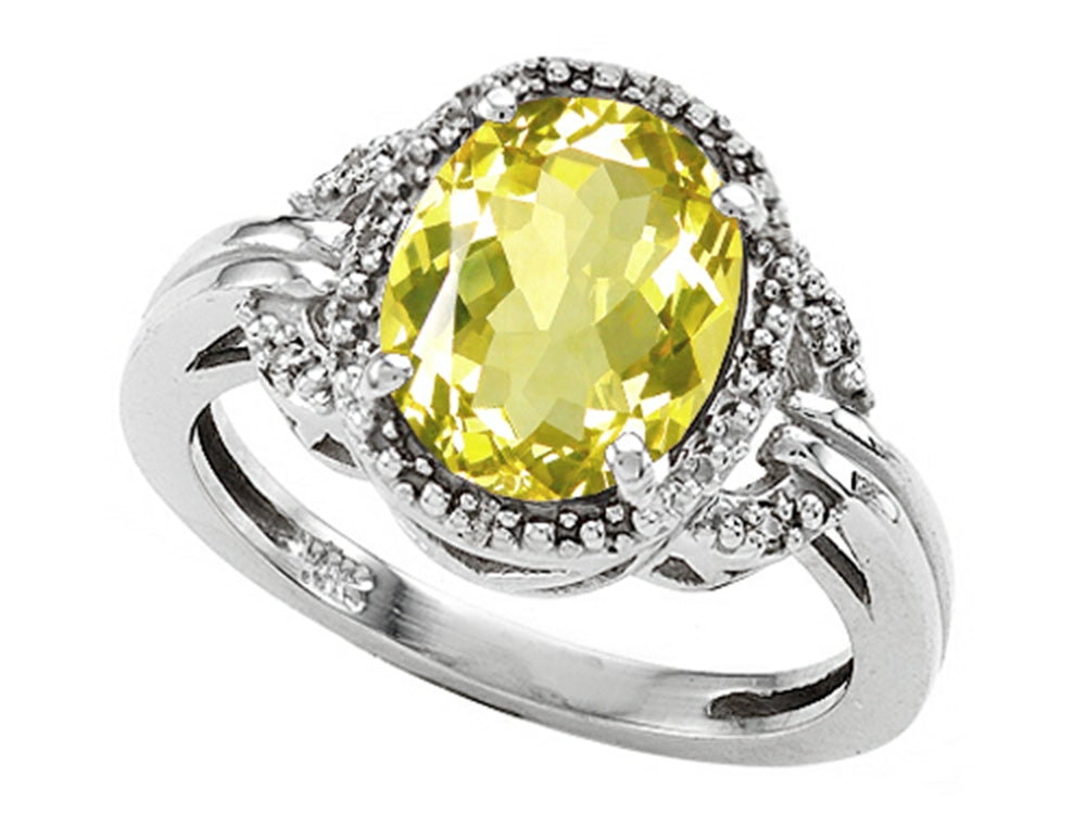Tommaso Design Oval 10x8mm Genuine Lemon Quartz Ring