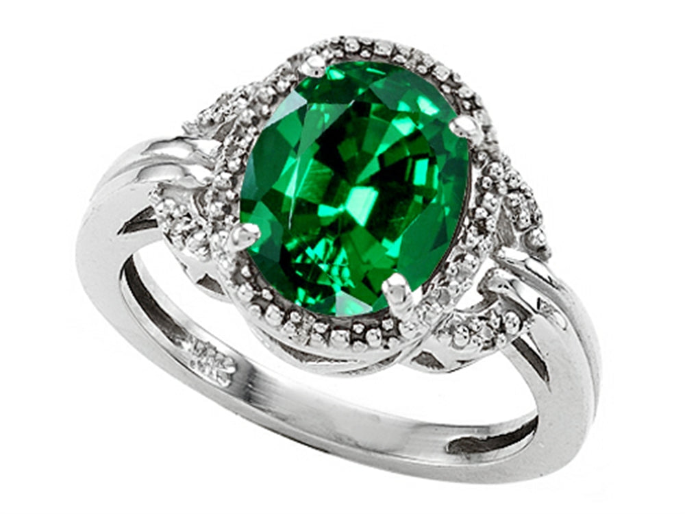Tommaso Design Oval 10x8mm Simulated Emerald Ring