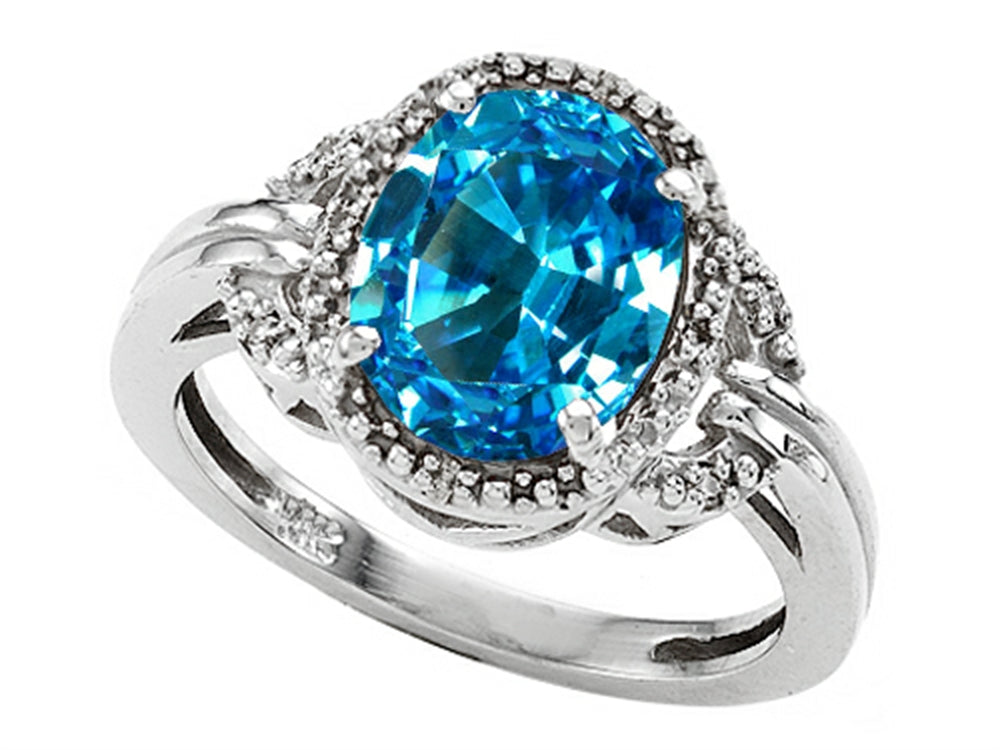 Tommaso Design Oval 10x8mm Genuine Blue Topaz Ring