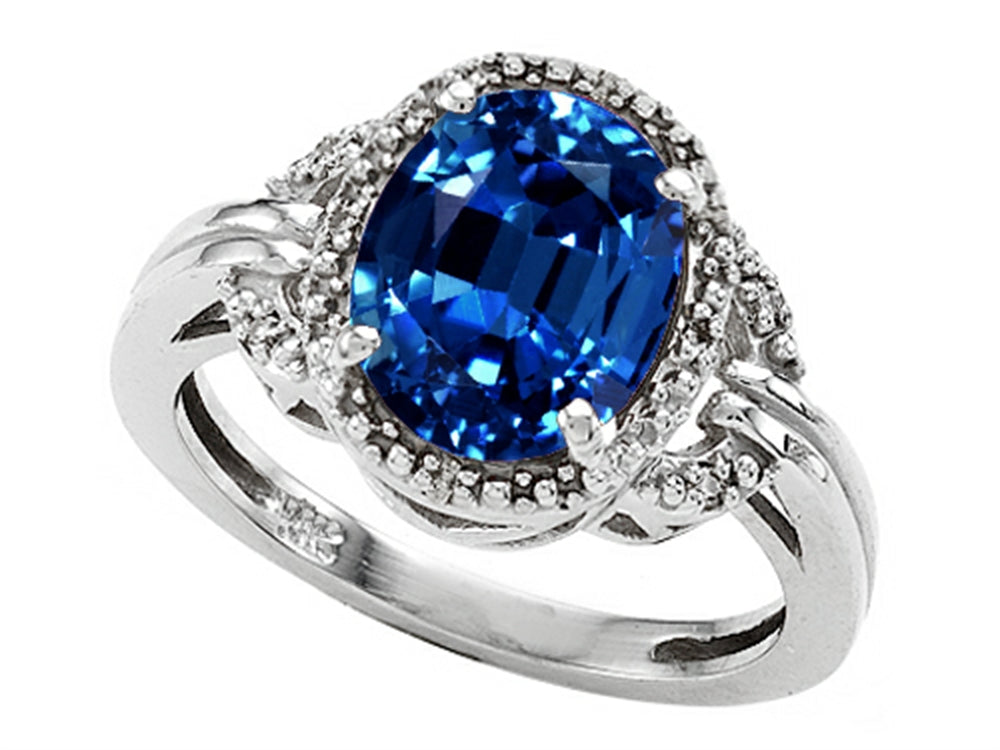 Tommaso Design Oval 10x8mm Created Blue Sapphire Ring