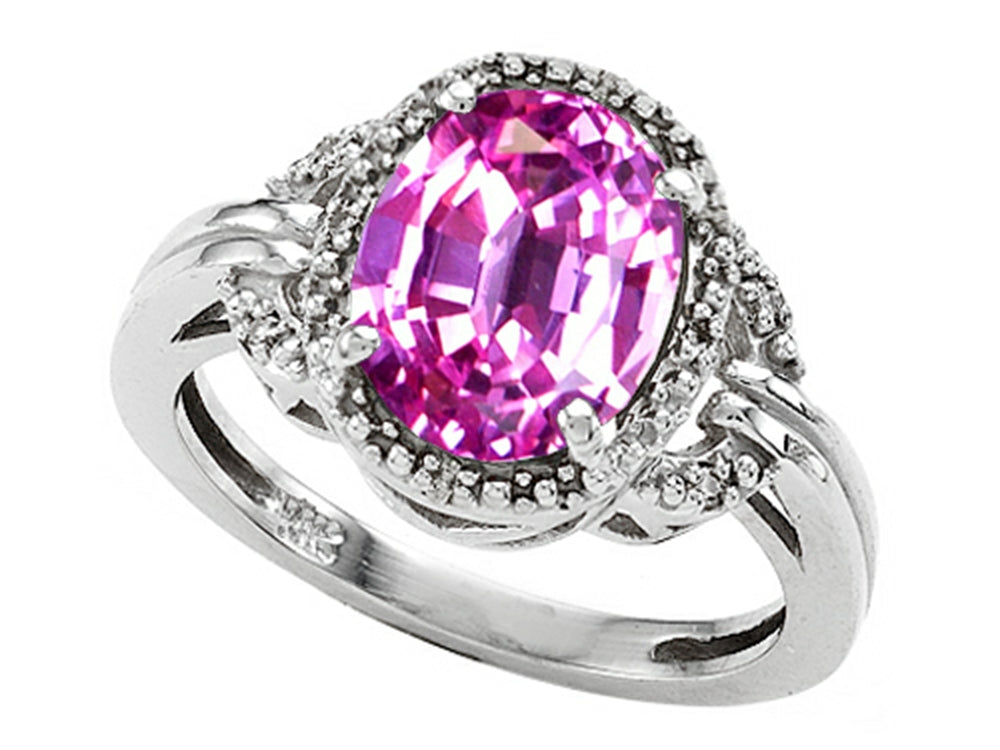 Tommaso Design Oval 10x8mm Created Pink Sapphire Ring
