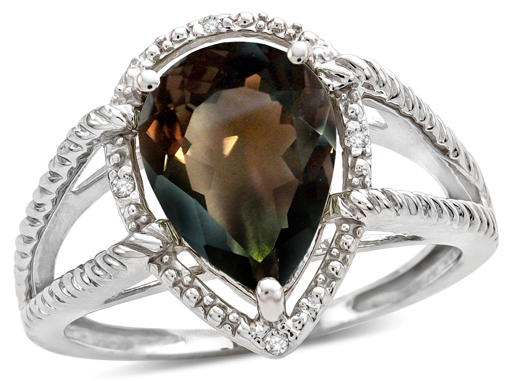 Star K Pear Shape 11x8mm Genuine Smoky Quartz Ring