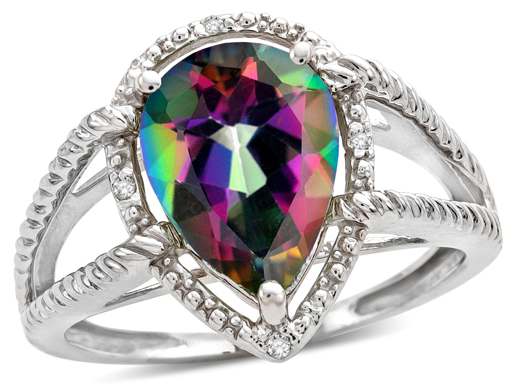 Star K  Pear Shape 11x8mm Mystic Rainbow Topaz Ring
