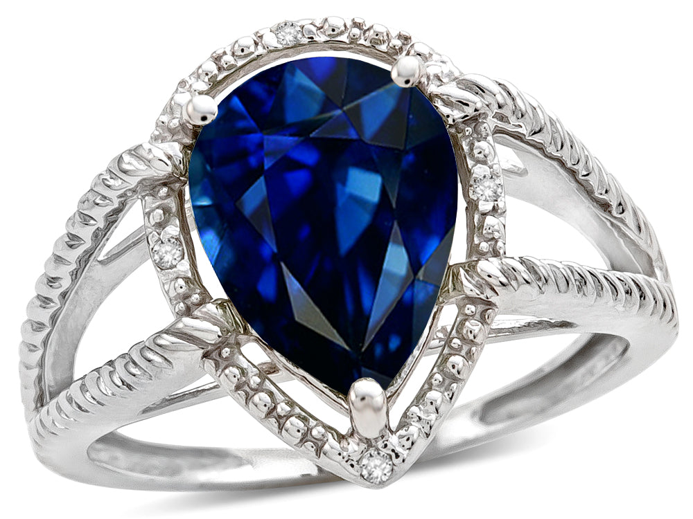 Star K  Pear Shape 11x8mm Created Sapphire Ring