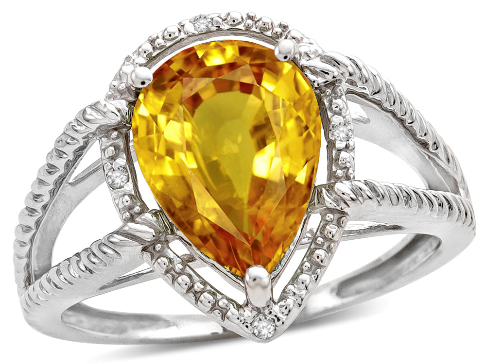 Star K  Pear Shape 11x8mm Genuine Citrine Ring