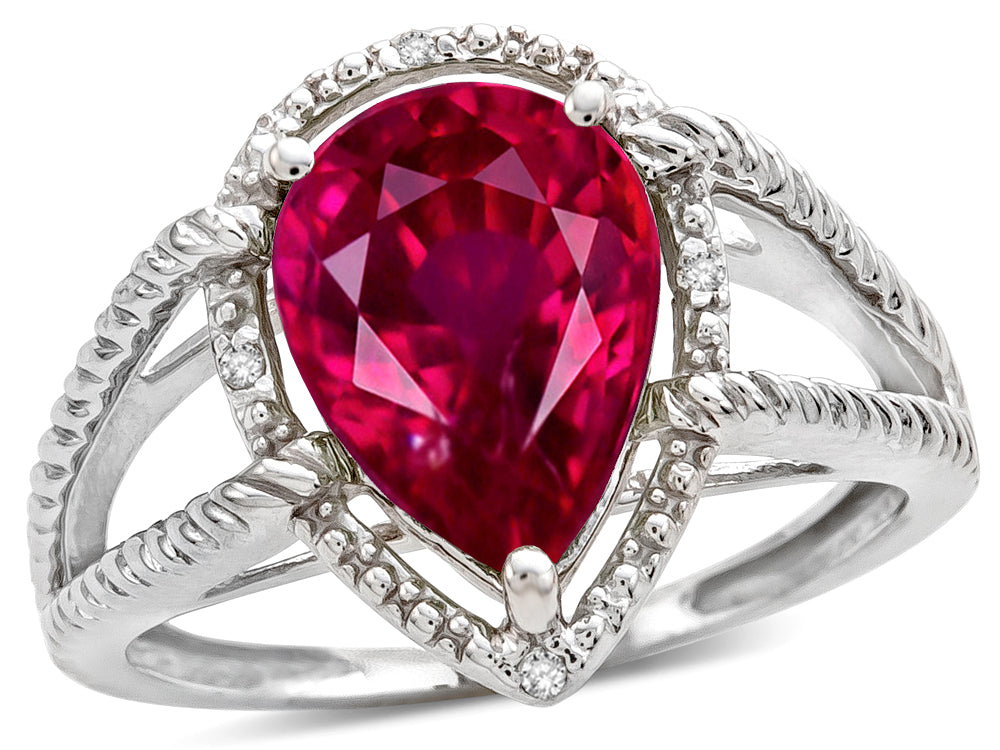 Star K  Pear Shape 11x8mm Created Ruby Ring