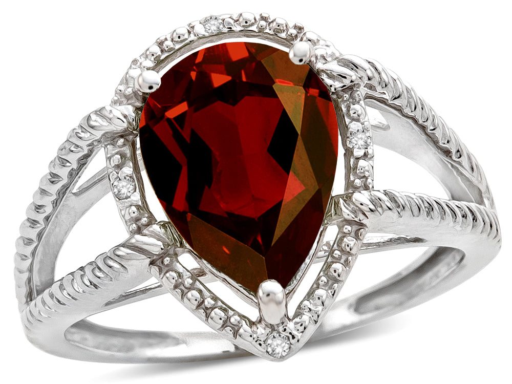 Star K  Pear Shape 11x8mm Pear Shape Genuine Garnet Ring