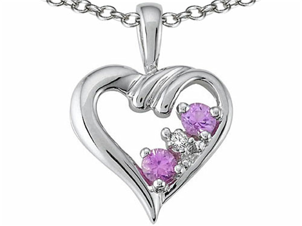 Tommaso Design Genuine Pink Sapphire Heart Pendant Necklace