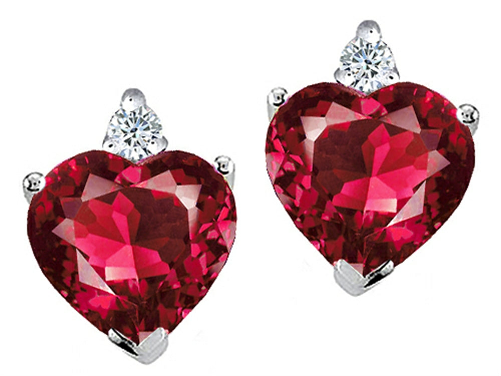 Tommaso Design Heart Shape 7mm Created Ruby s Earrings Studs