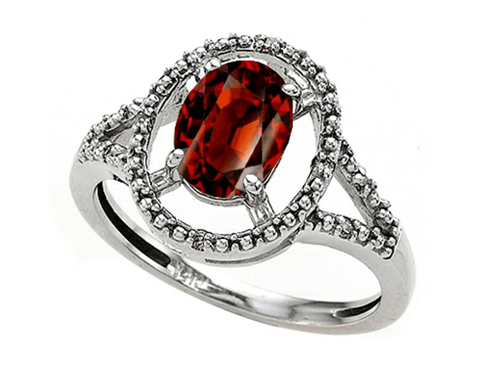 Tommaso Design Genuine Oval Garnet Ring