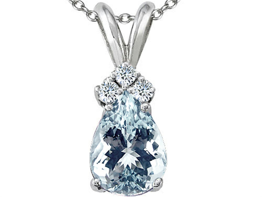 Tommaso Design Genuine Aquamarine Pendant Necklace