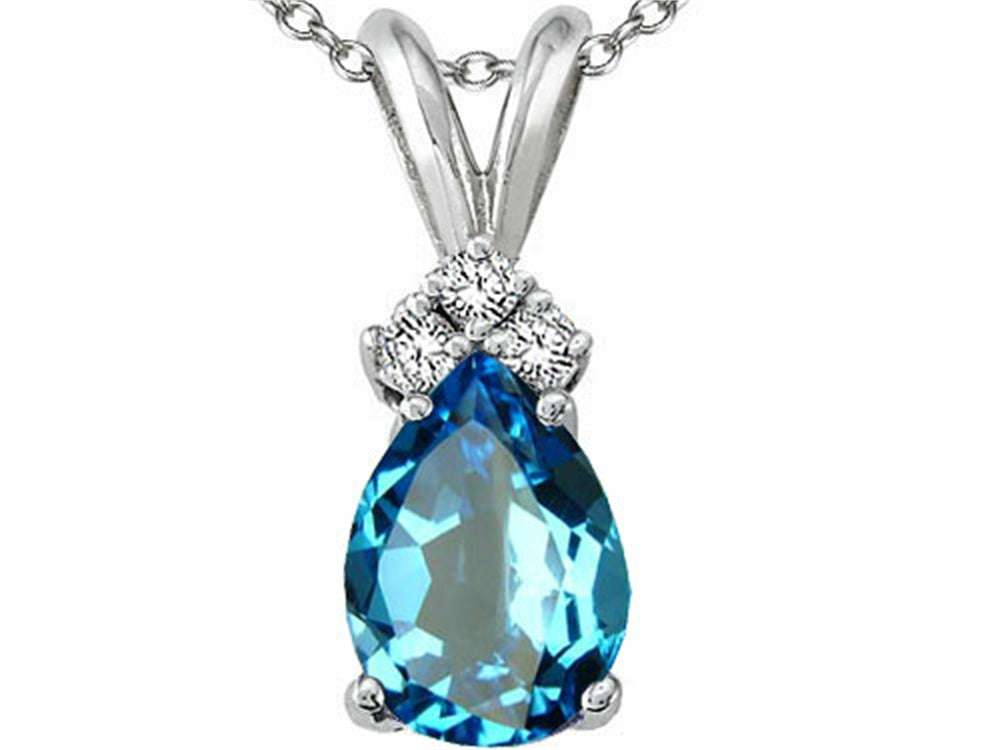 Tommaso Design Genuine Blue Topaz Pendant Necklace