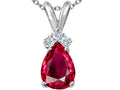 Tommaso Design Pear Shape 8x6mm Created Ruby Pendant Necklace