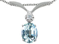 Tommaso Design Oval 7x5mm Genuine Aquamarine Pendant Necklace