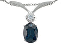 Tommaso Design Oval 7x5mm Genuine Sapphire Pendant Necklace