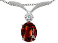 Tommaso Design Oval 7x5mm Genuine Garnet Pendant Necklace