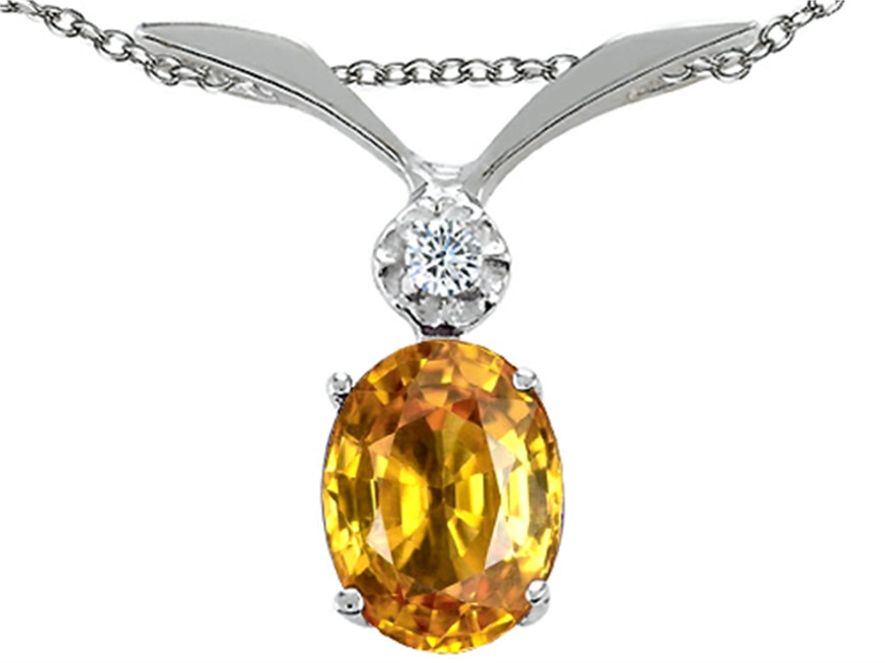 Tommaso Design Oval 7x5mm Genuine Citrine Pendant Necklace