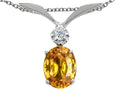 Tommaso Design Oval 7x5mm Genuine Citrine Pendant Necklace