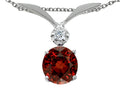 Tommaso Design Round 7mm Genuine Garnet Pendant Necklace