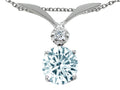 Tommaso Design Round 7mm Genuine Aquamarine Pendant Necklace