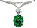 Tommaso Design Oval 7x5mm Simulated Emerald Pendant Necklace