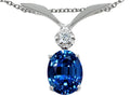 Tommaso Design Oval 7x5mm Created Blue Sapphire Pendant Necklace