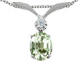 Tommaso Design Oval 7x5mm Green Amethyst Pendant Necklace