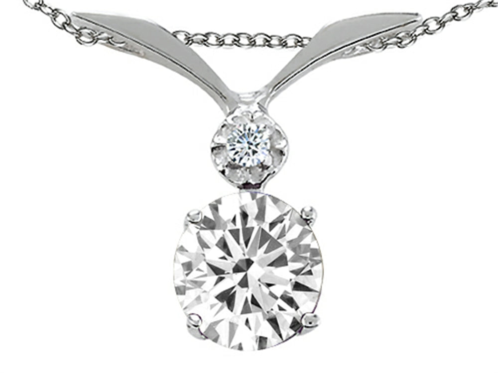 Tommaso Design Round Genuine White Topaz Pendant Necklace