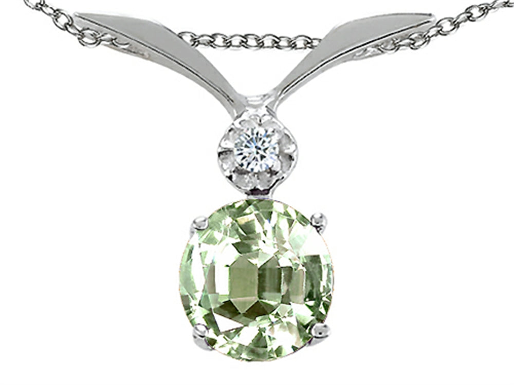 Tommaso Design Round 7mm Green Amethyst Pendant Necklace