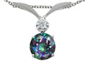 Tommaso Design Round 7mm Mystic Rainbow Topaz Pendant Necklace