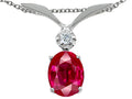 Tommaso Design Oval 7x5mm Created Ruby Pendant Necklace