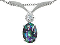 Tommaso Design Oval 7x5mm Mystic Rainbow Topaz Pendant Necklace