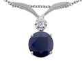 Tommaso Design Round 7mm Genuine Black Sapphire Pendant Necklace