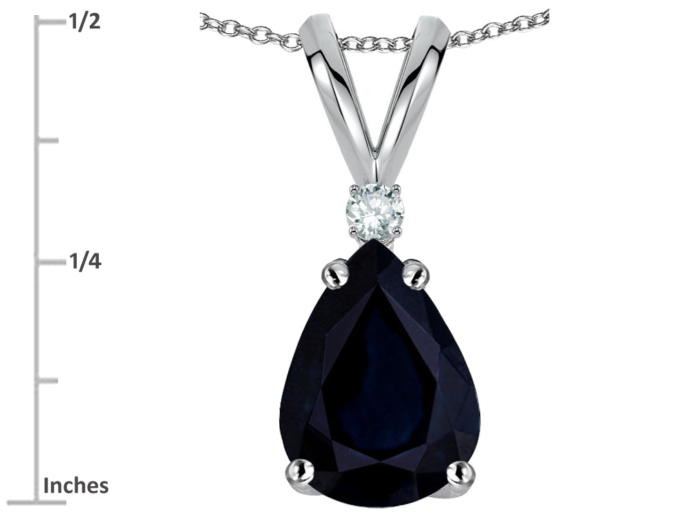Star K Pear Shape 8x6 mm Genuine Sapphire Rabbit Ear Pendant Necklace