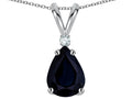 Star K Pear Shape 8x6 mm Genuine Sapphire Rabbit Ear Pendant Necklace