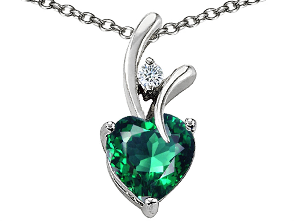 Star K Simulated Heart Shaped Emerald Pendant Necklace