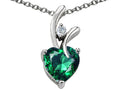 Star K Simulated Heart Shaped Emerald Pendant Necklace