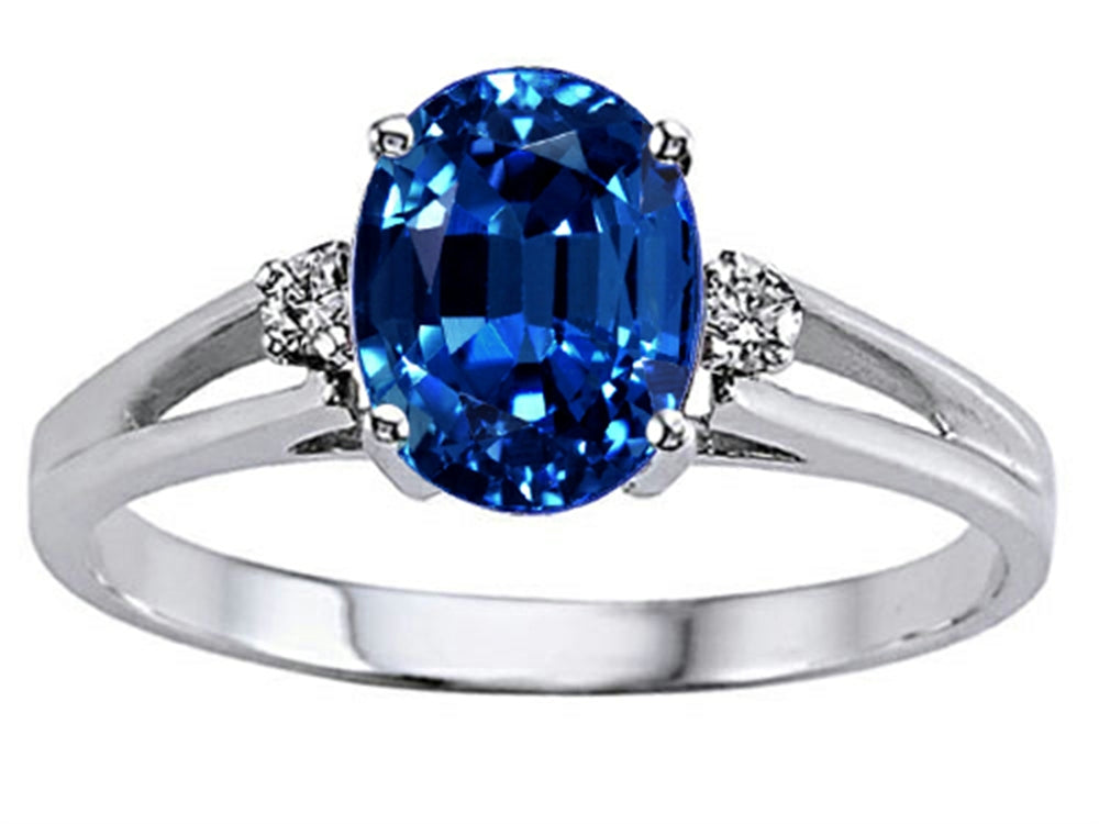 Tommaso Design Oval 8x6mm Created Blue Sapphire Ring