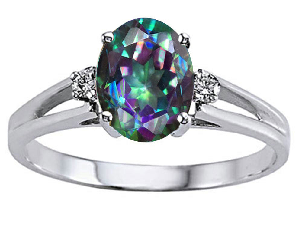Tommaso Design Oval 8x6 mm Mystic Rainbow Topaz Ring