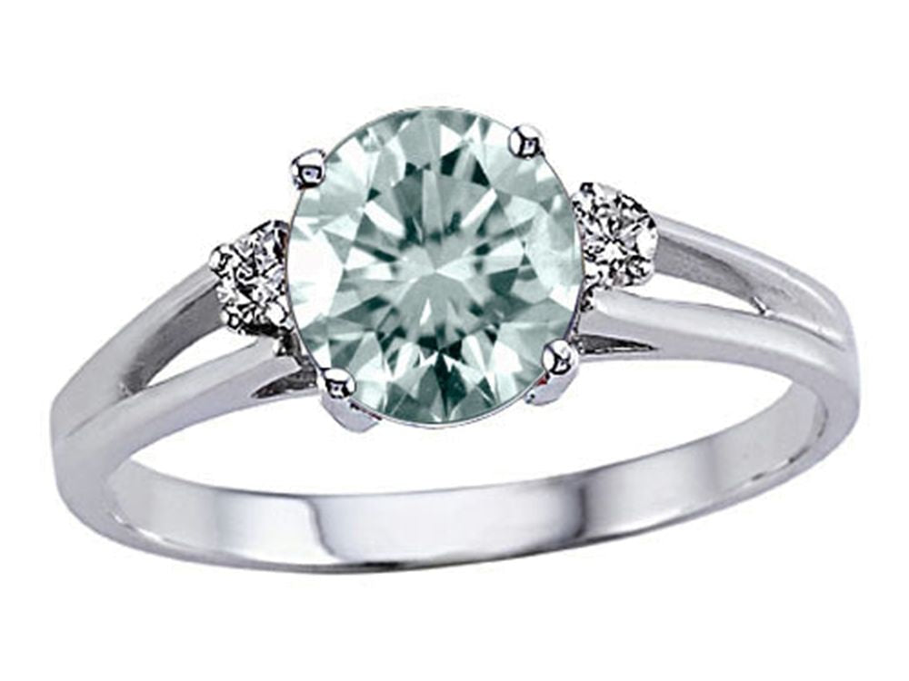 Tommaso Design Genuine Aquamarine Round 7mm Ring