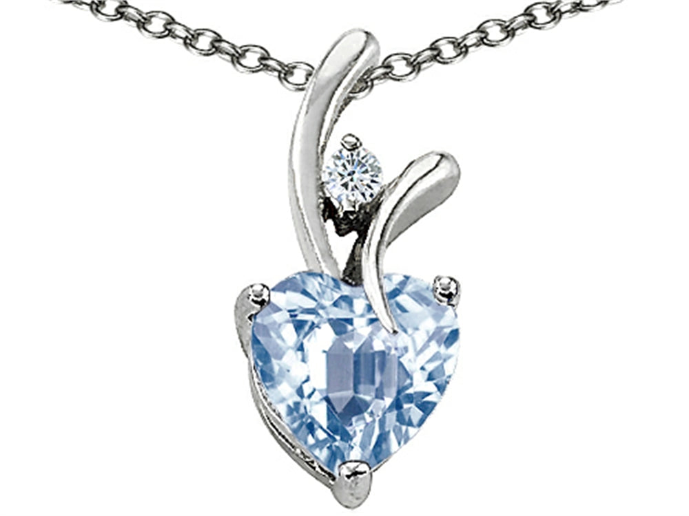 Star K Heart Shaped 8mm Simulated Aquamarine Pendant Necklace