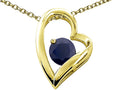 Tommaso Design Heart Shape Round 7mm Genuine Black Sapphire Pendant Necklace