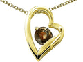 Tommaso Design Heart Shape Round 7mm Genuine Smoky Quartz Pendant Necklace